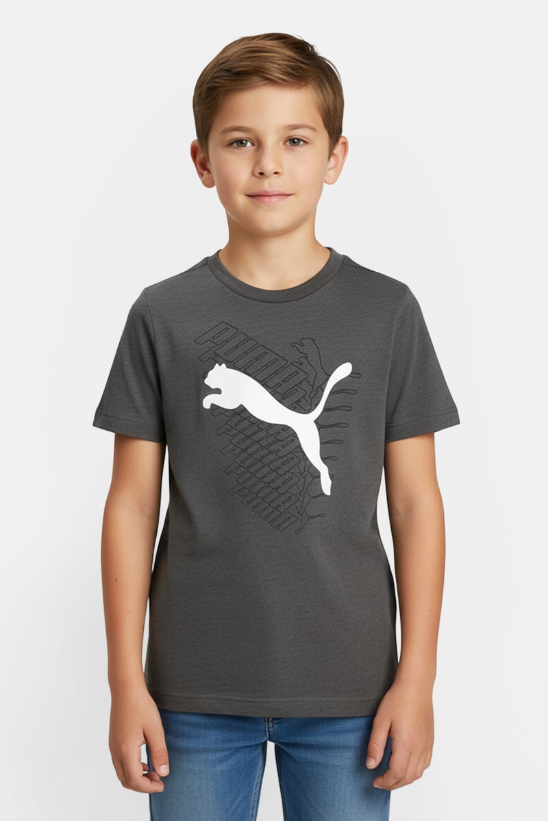 PUMA Kids Boy Sportswear Fit Short Sleeve Outdoor T-Shirt, Charcoal Heather - Image 1