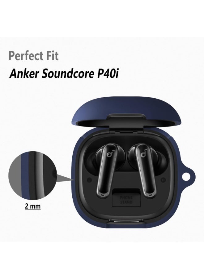 Silicone Case for Anker Soundcore P40i, Soft Protective Silicone Cover with Carabiner, Shockproof Anti-Scratch Case Sleeve Compatible with Anker Soundcore P40i Wireless Earbuds – - Image 2