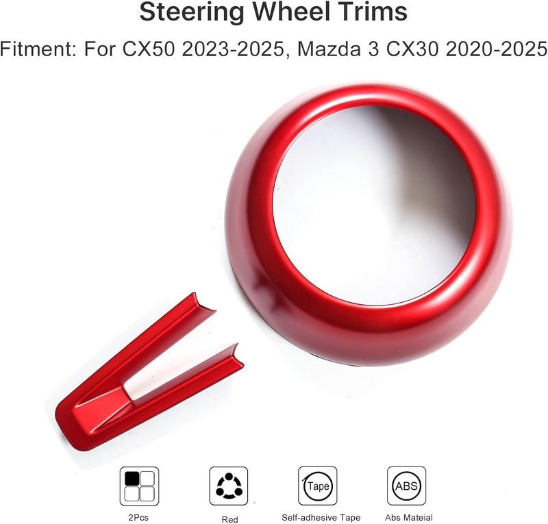 Birbenben Red Steering Wheel Covers for Mazda CX-50, Mazda 3, and CX-30 (2020-2025) - Image 2