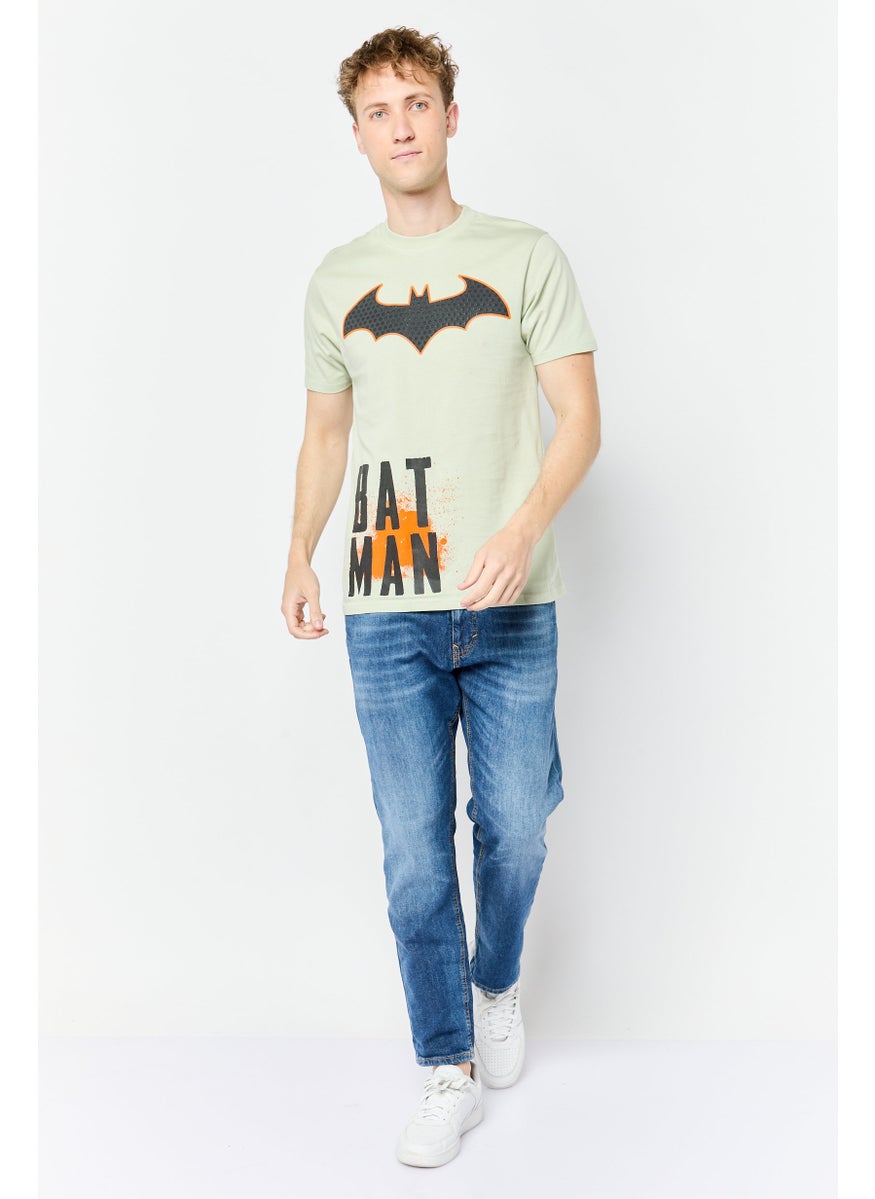Batman DC Batman Men Crew Neck Short Sleeve Brand Logo T-Shirt, Olive  - Image 3