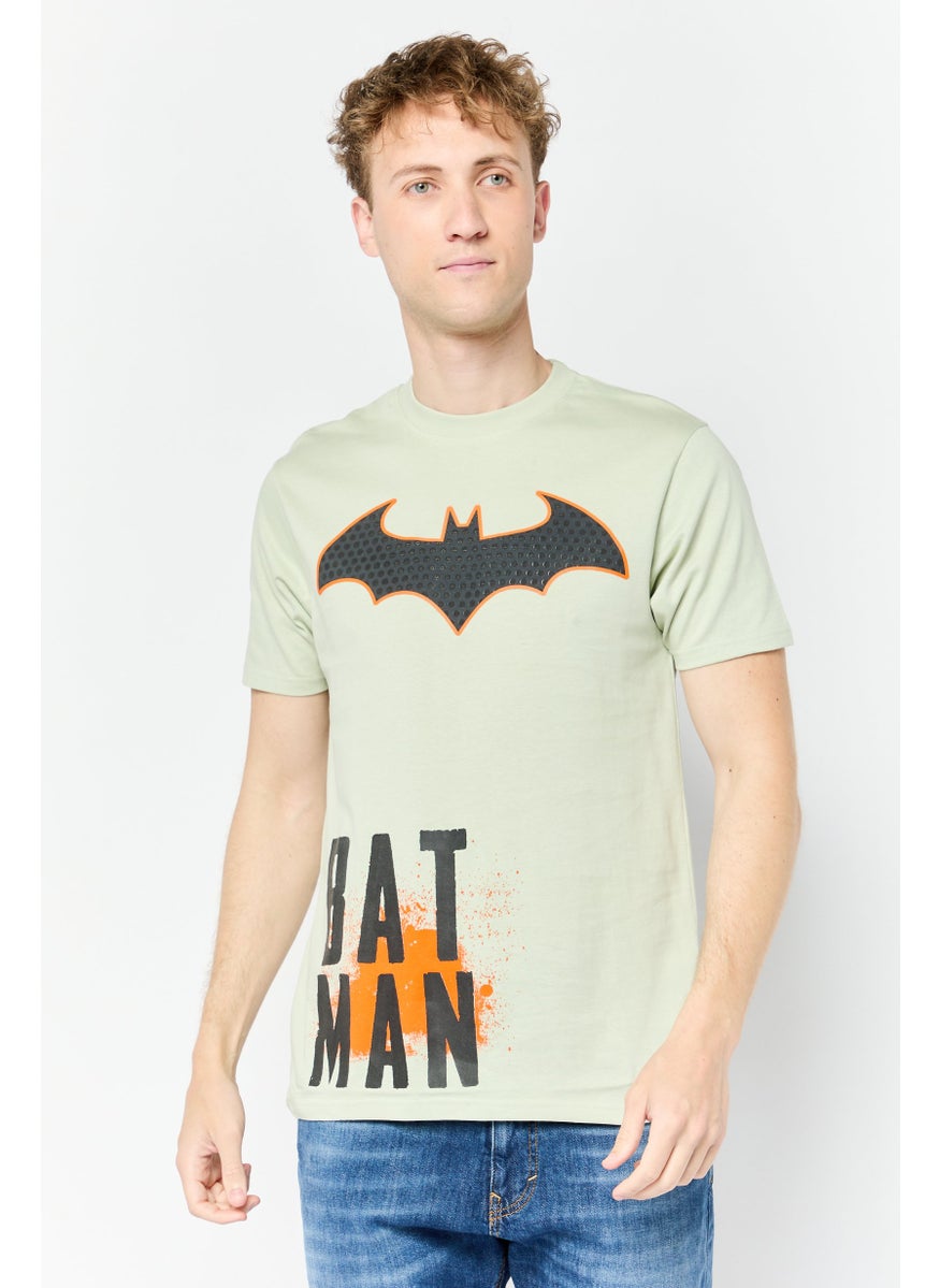 Batman DC Batman Men Crew Neck Short Sleeve Brand Logo T-Shirt, Olive  - Image 1