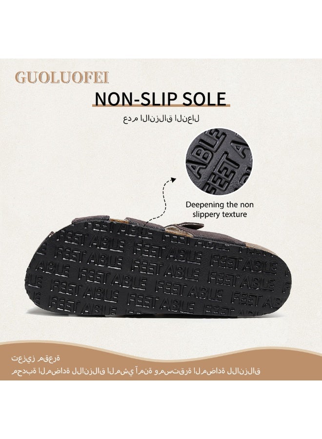 Men's Fisherman Clog – Suede Slip-On Cork Sandals with Adjustable Buckle & Contoured Cork Footbed Slippers Half-Slippers Over Sized - Image 3