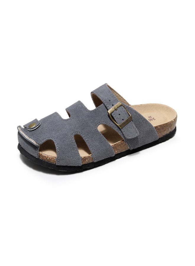 GUOLUOFEI Unisex Fisherman Clog – Suede Slip-On Cork Sandals with Adjustable Buckle & Contoured Cork Footbed Slippers Half-Slippers Over Sized - Image 1