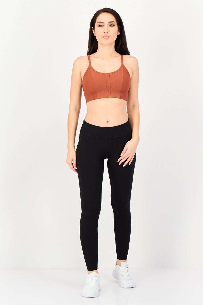 Nike Women Brand Logo Lightly Padded Training Sports Bra, Brown - Image 3