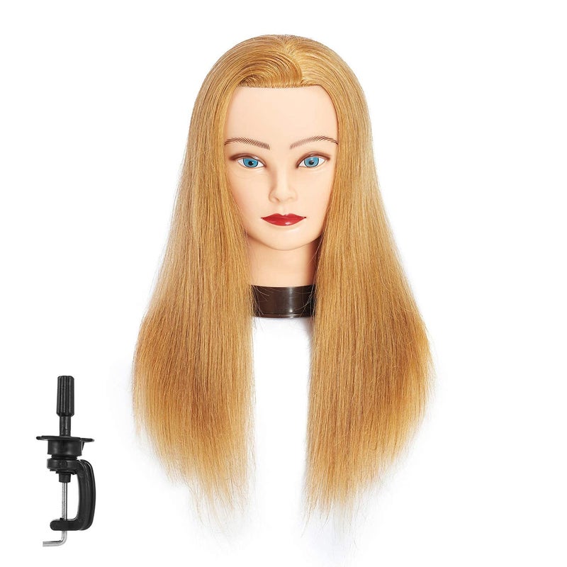 Traininghead 100 Human Hair Mannequin Head Hairdresser Training Head Cosmetology Manikin Head Doll Head With Free Clamp Light Blonde