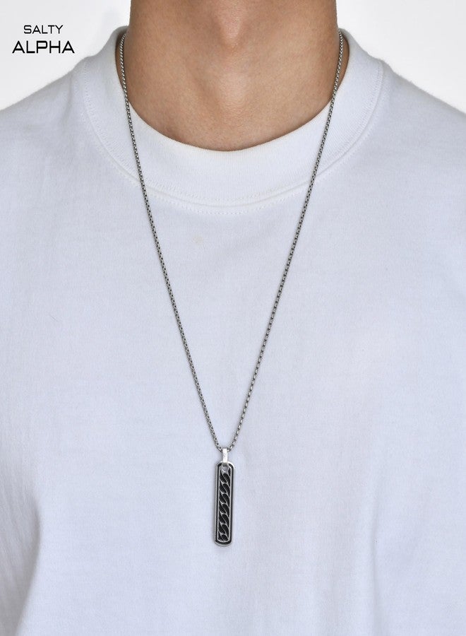 SALTY ALPHA Anti Tarnish Stainless Steel Gemini Apex Locket Neck Chain for Men | Stylish Pendant Necklace | Jewellery Accessories for Boys | Minimal Jewelry | Gifts for Boyfriend & Husband | Marriage, Birthday | Gift for Valentine Day - Image 2