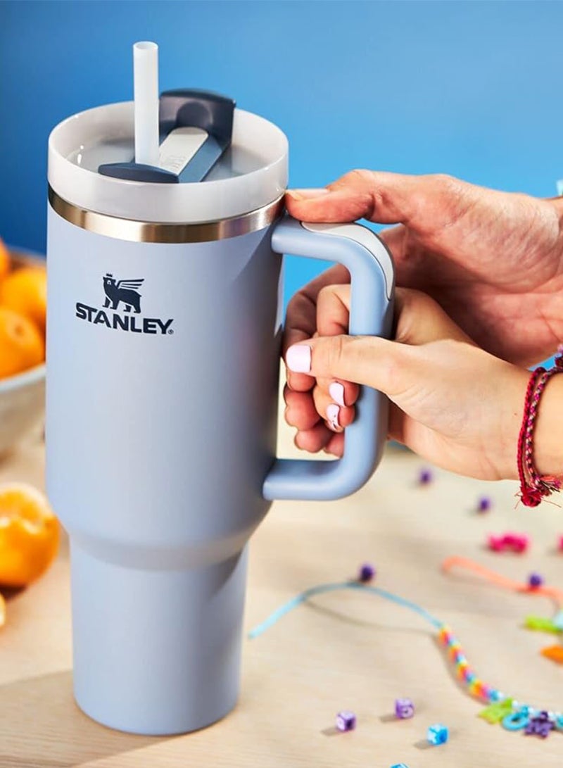 Stanley Vacuum Insulated Coffee Mug,Insulated Mug with Handle and Straw Lid,In-car Mug, Blue Chambray 40 Oz - Image 2