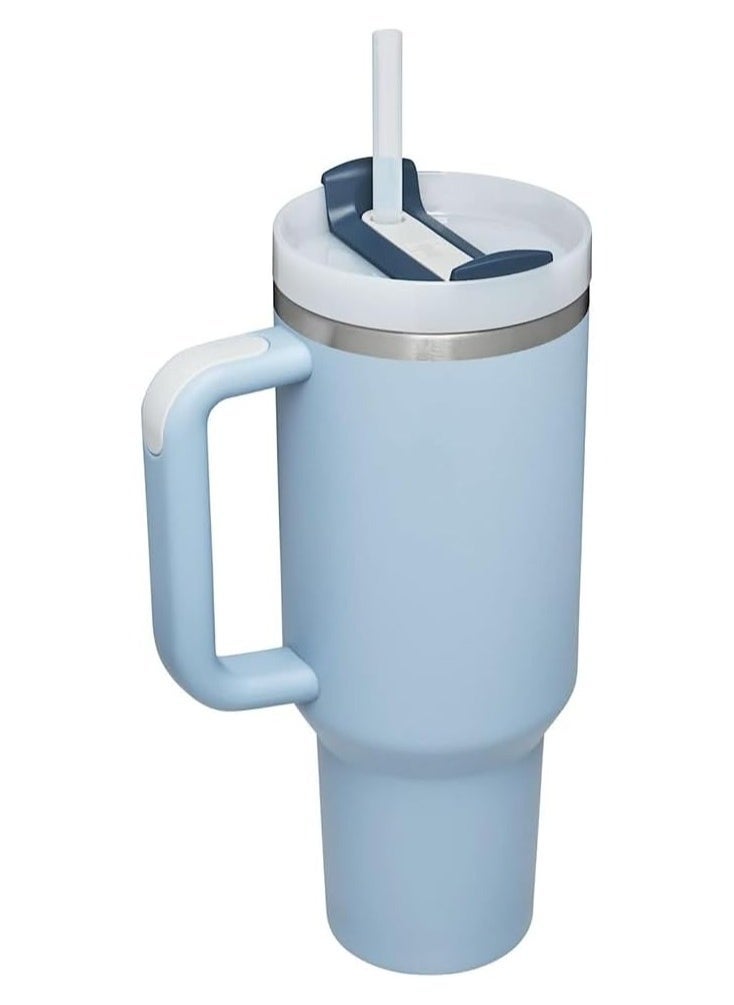 Stanley Vacuum Insulated Coffee Mug,Insulated Mug with Handle and Straw Lid,In-car Mug, Blue Chambray 40 Oz - Image 3