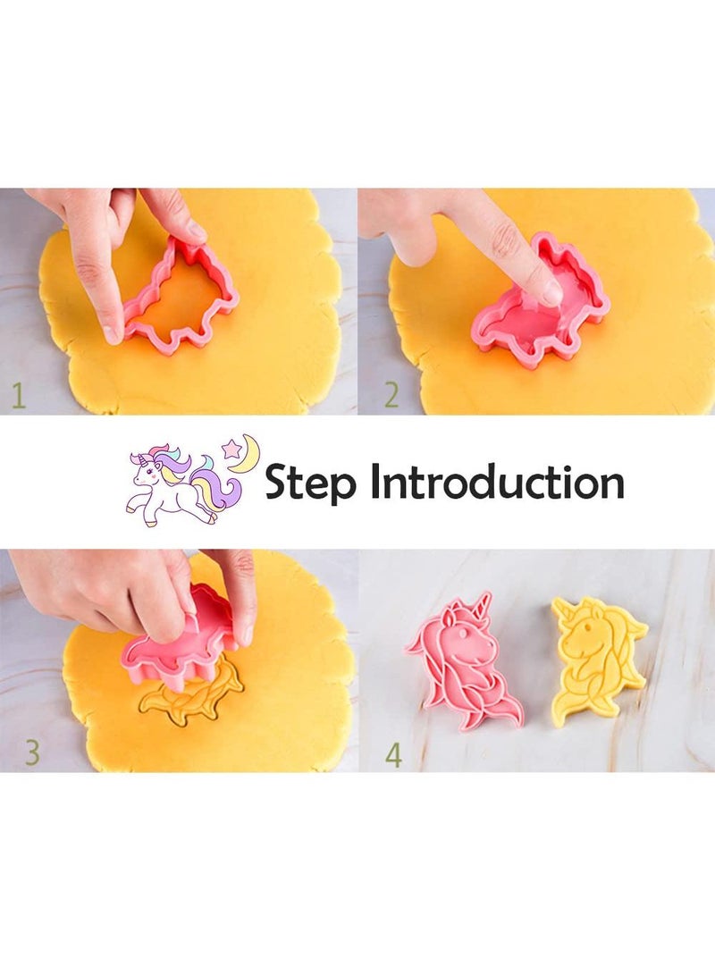 Sweet seven Delightful 3D Unicorn Cookie Cutter Set - 8-Piece Stamper Kit for Kids' Parties and Festivals - Image 5