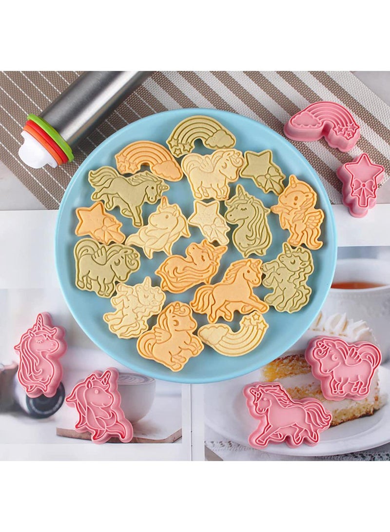 Sweet seven Delightful 3D Unicorn Cookie Cutter Set - 8-Piece Stamper Kit for Kids' Parties and Festivals - Image 1