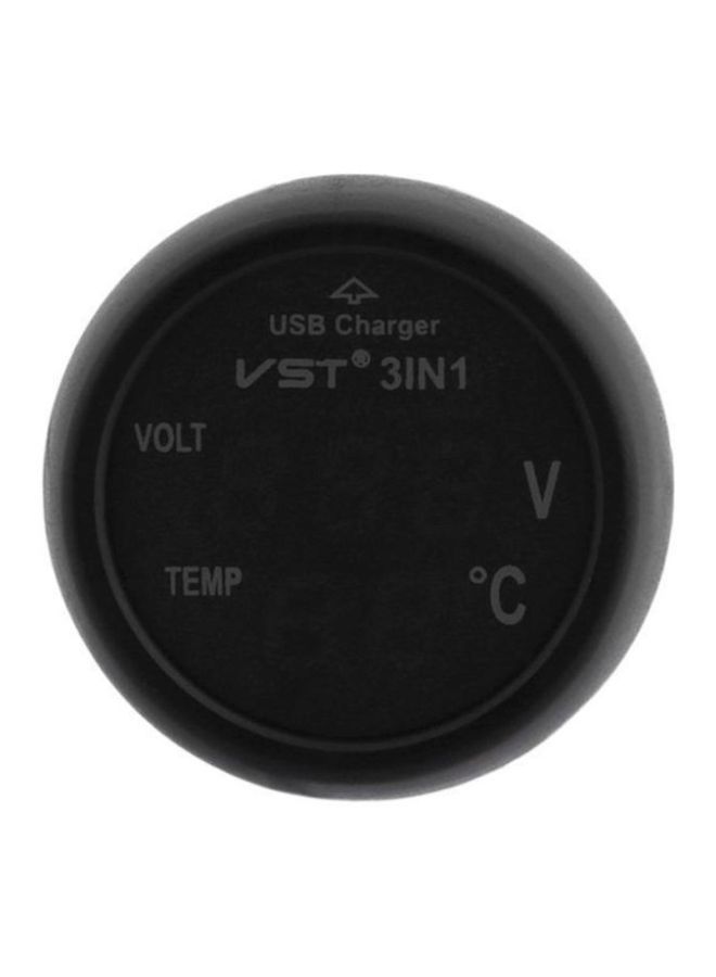 NIBEMINENT 3-In-1 Multifunctional Car USB Charger Black  - Image 2