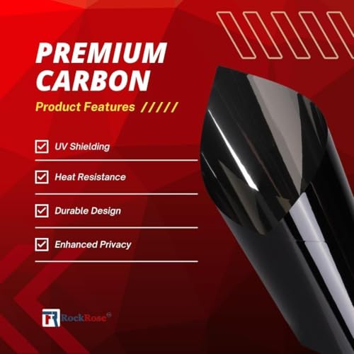 RockRose Charcoal 2PLY Premium Carbon 5% VLT Car Tint 12 in x 100FT Professional Window Tint Heat, UV, and IRR Block Tint for Cars or Building Adhesive Film Easy Shrink, Plotter Friendly - Image 5