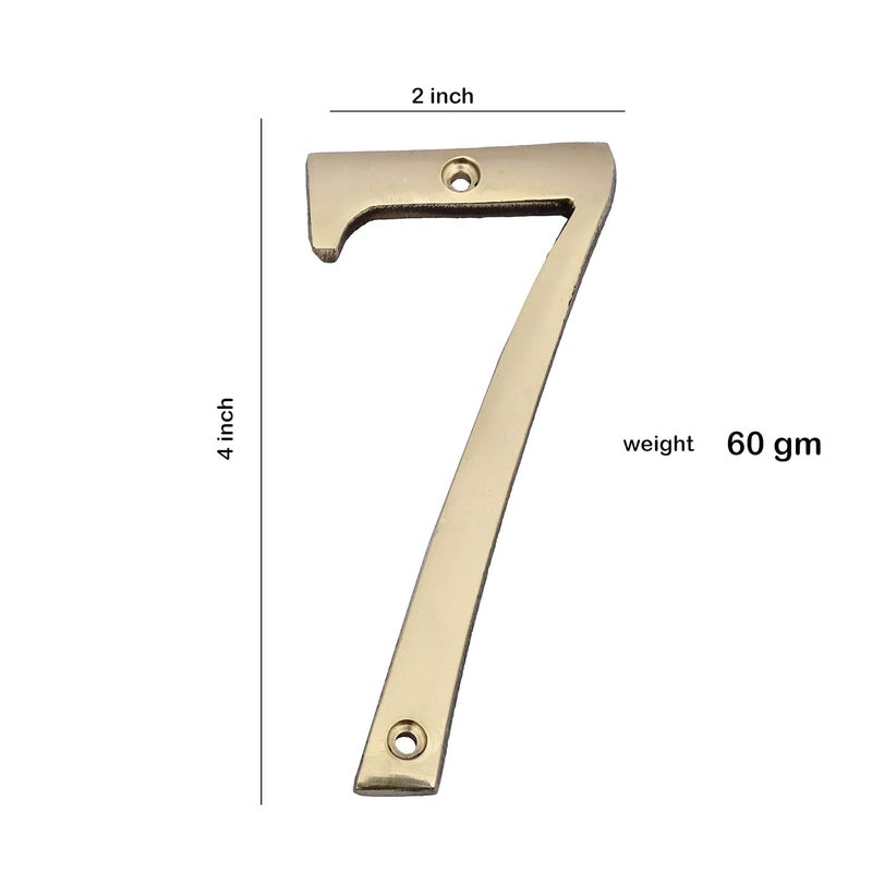 AARGKRAFT AargKraft 4 Brass House Hotel Door Number Plaque Sticky Numeric Numerical Digit 09 7 Seven  - Image 4