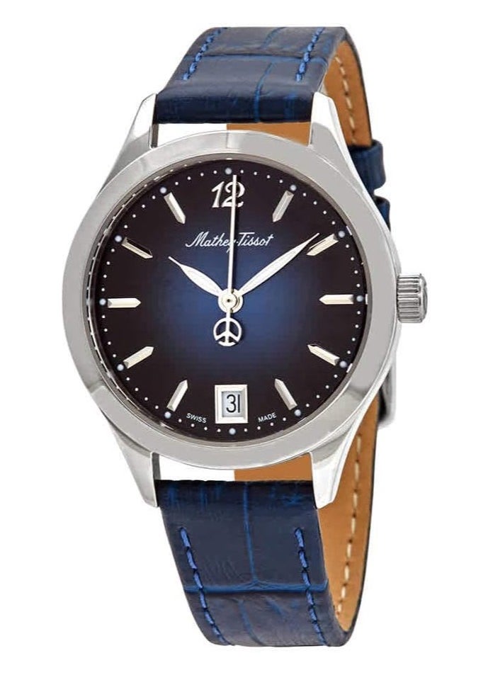 Mathey-Tissot Urban Leather Quartz Blue Dial Ladies Watch - D411ABU  - Image 1