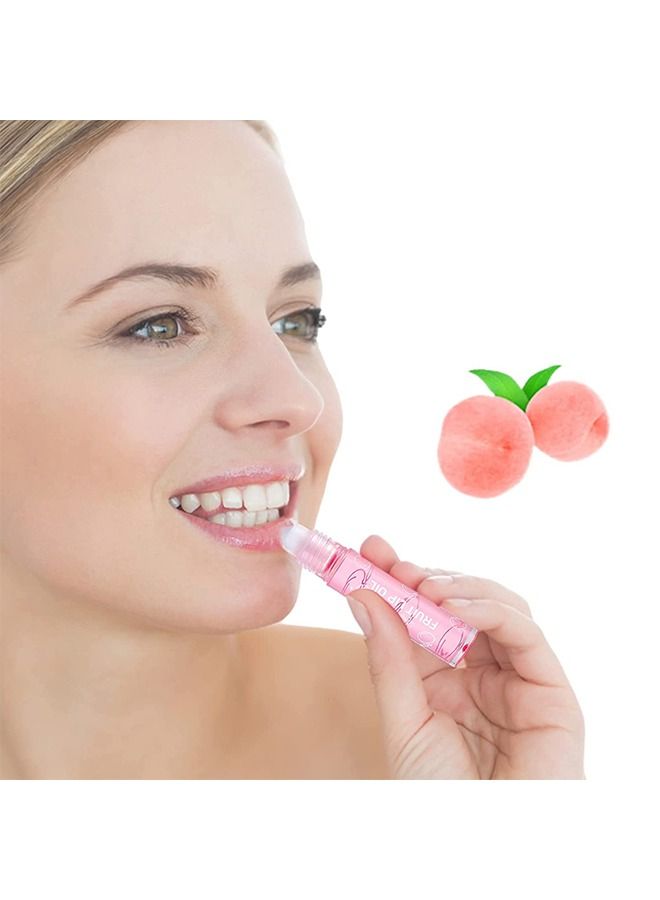 Dragon Ranee Fruity Flavors Rolling Ball Lip Oil - Long Lasting Moisturizing Lip Balm - Roll-On Lip Gloss - Fruity Flavor Glossy Lip Make-up for All Ages - Transparent Lip Gloss - Peach - Image 3