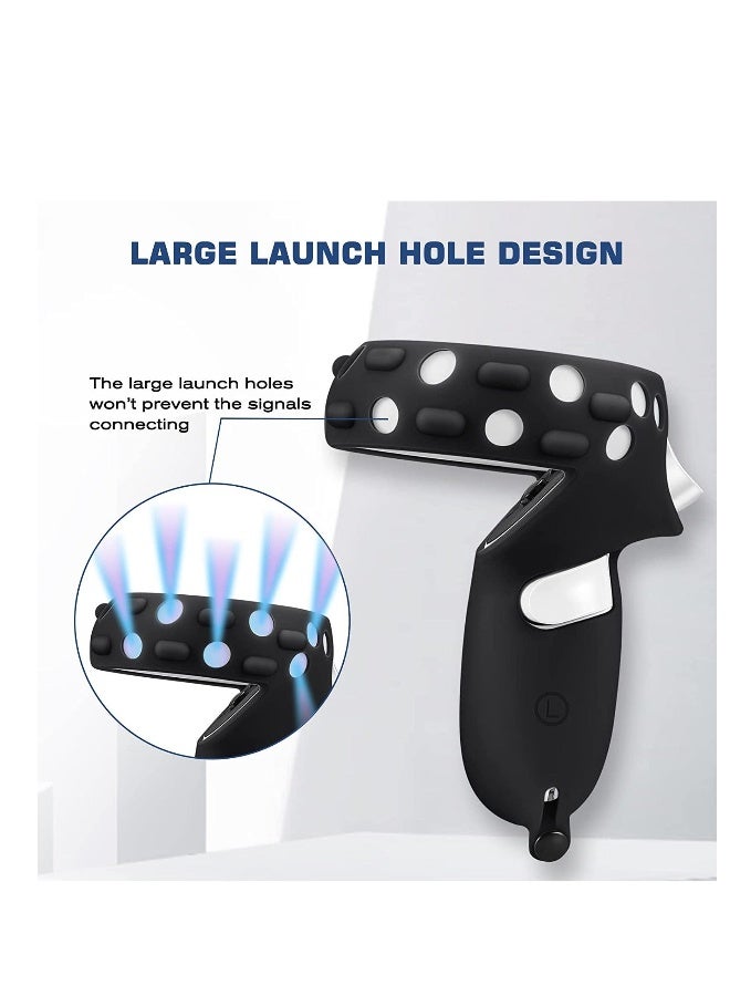 Touch Controller Grip Cover Compatible with MetaOculus Quest 2, Full Coverage Anti Throw Handle Protecting Sleeve Oculus Quest 2 Accessories with Adjustable Knuckle Strap Black