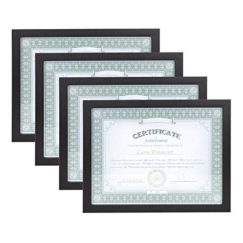 DesignOvation Gallery Wood Document Frame Set for Customizable Wall Display, 8.5x11, Black, Pack of 4 - Image 1