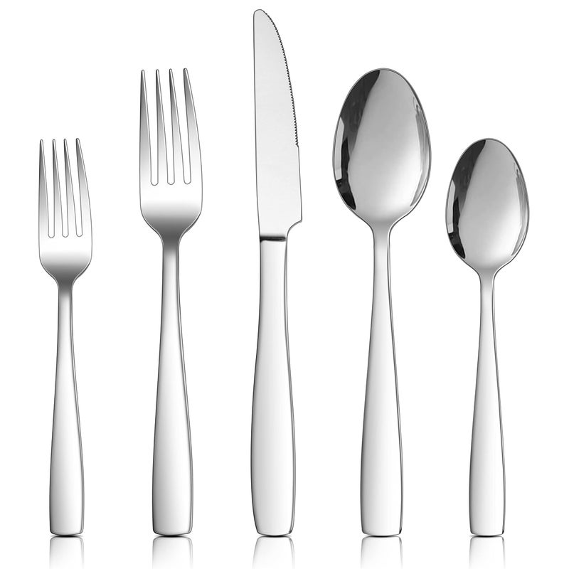 LIANYU 1810 Stainless Steel Flatware Set for 6 30Piece Modern Silverware Cutlery Set Fancy Square Eating Utensils Forks Spoons Tableware for Home Wedding Entertaining Dishwasher Safe