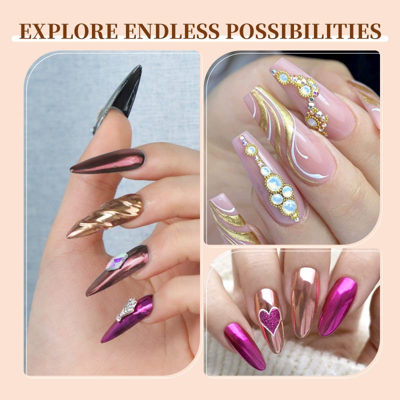 SAVILAND Chrome Nail Powder Set: 6 Colors Metallic Gold Chrome Nail Powder Mirror Effect Holographic Chameleon Pigment Chrome Powder for Gel Nails Manicure Nail Glitter Dust for Nail Art Decorations - Image 4