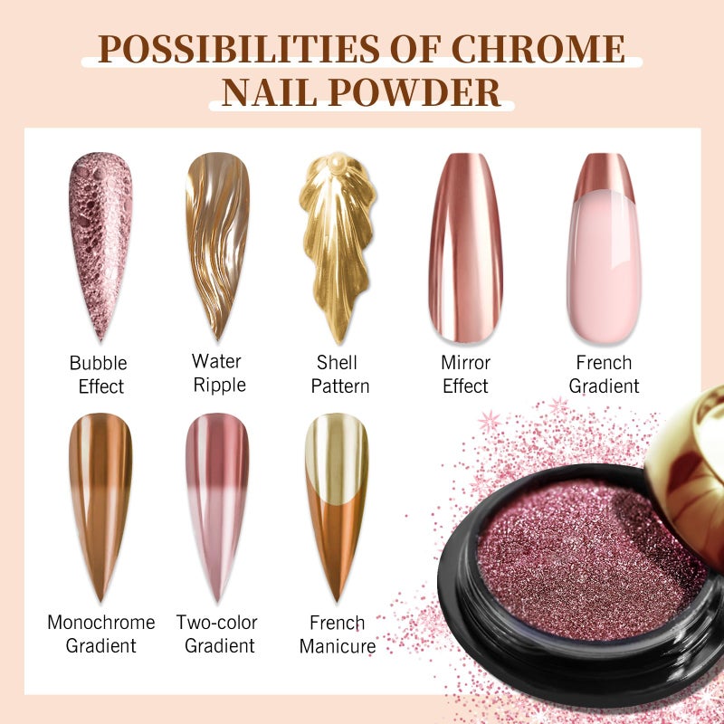 SAVILAND Chrome Nail Powder Set: 6 Colors Metallic Gold Chrome Nail Powder Mirror Effect Holographic Chameleon Pigment Chrome Powder for Gel Nails Manicure Nail Glitter Dust for Nail Art Decorations - Image 2