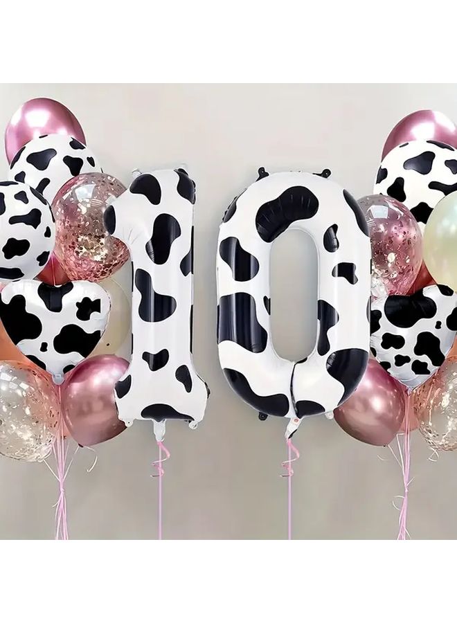 40 Inch Cow Print Number 3 Foil Balloons Party Supplies For Birthday Graduation Decor - Image 1