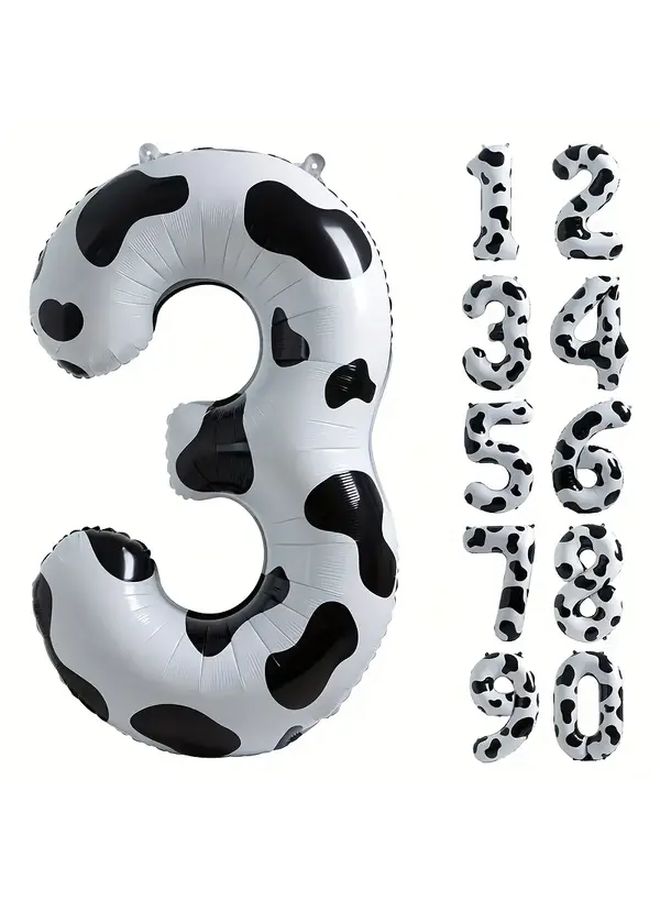 40 Inch Cow Print Number 3 Foil Balloons Party Supplies For Birthday Graduation Decor - Image 5