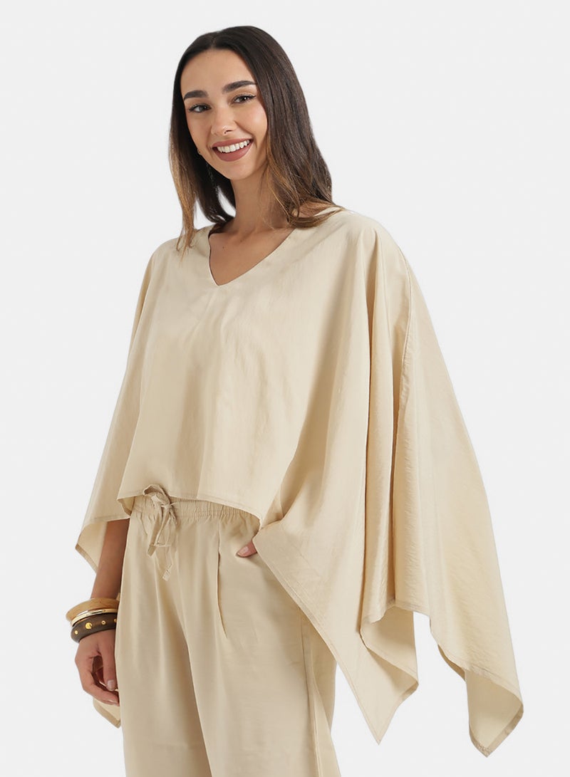 Carina V-Neck Asymmetrical Poncho - Image 2