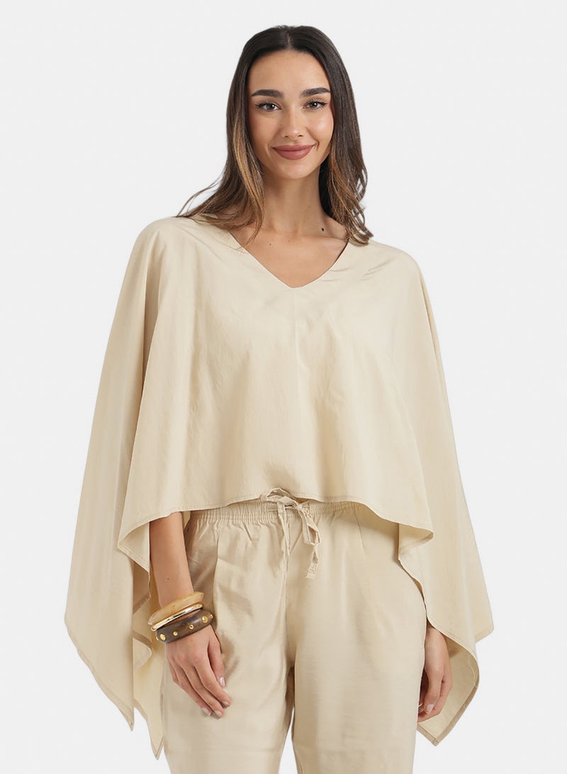 Carina V-Neck Asymmetrical Poncho - Image 1