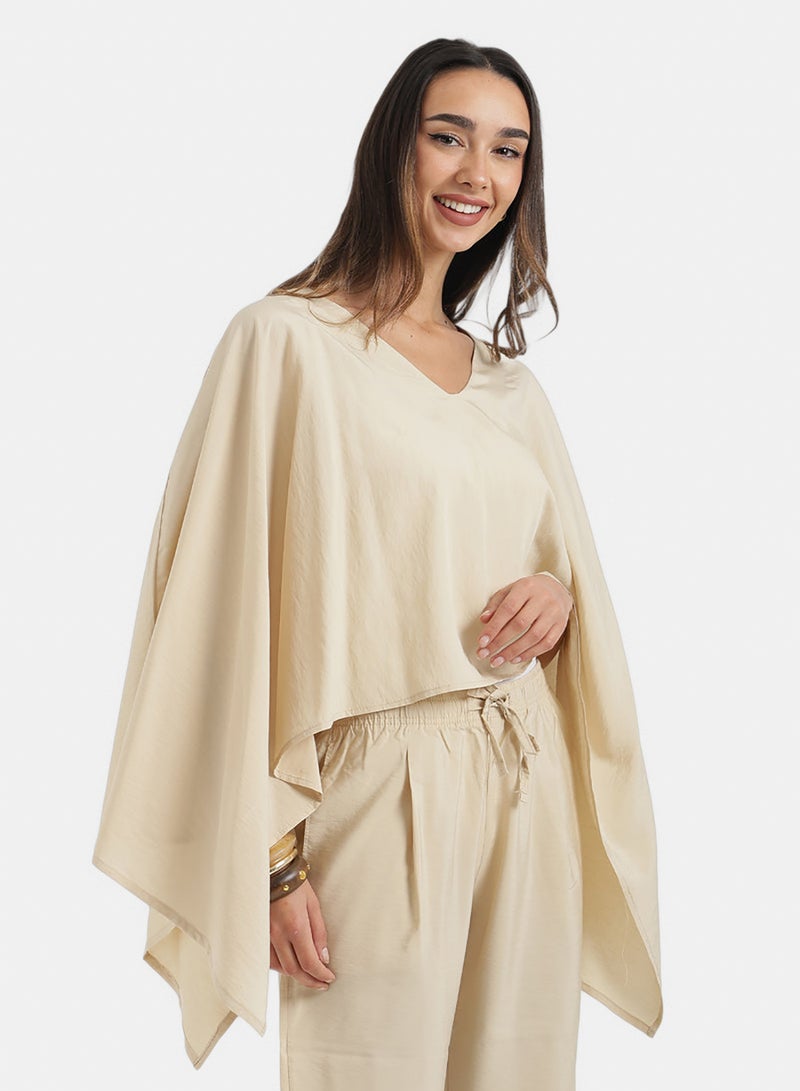 Carina V-Neck Asymmetrical Poncho - Image 3