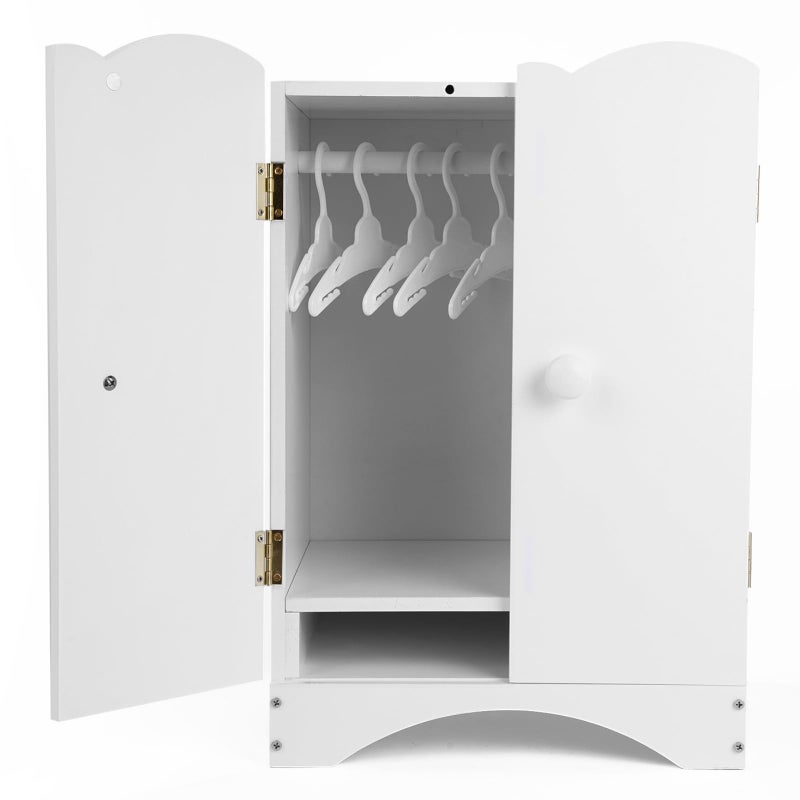 BABESIDE Wooden Baby Dolls Closet with 10 Hangers Shelf 1216 Inch Doll Wardrobe for Baby Doll Clothes Storage Magnetic Closure Easy Assembly Baby Doll Accessories Furniture - Image 3