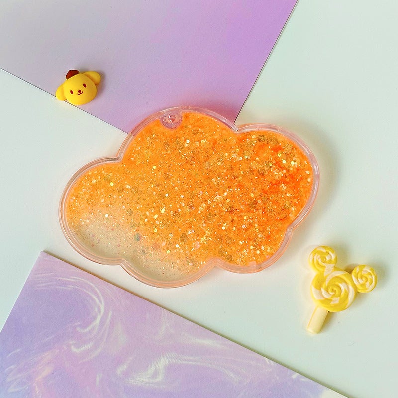 Large Quicksand Guka Brick Acrylic Keychain Orange [cloud shape] with bead chain 