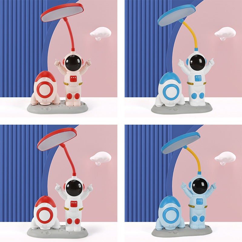 Creative cartoon folding table lamp LED charging eye protection table lamp for students and children learning small table lamp wholesale night light 28-1 AB astronauts 