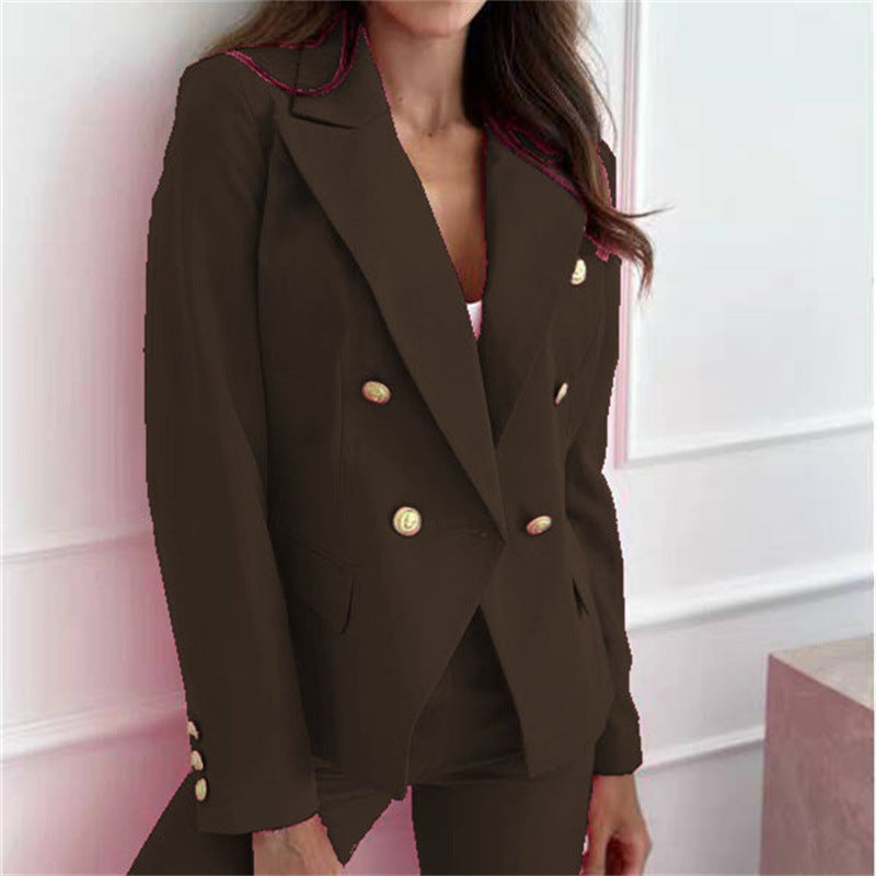 Waist Slimming Casual Business Attire High-End Style Double-Breasted Blazer Suit - Image 4