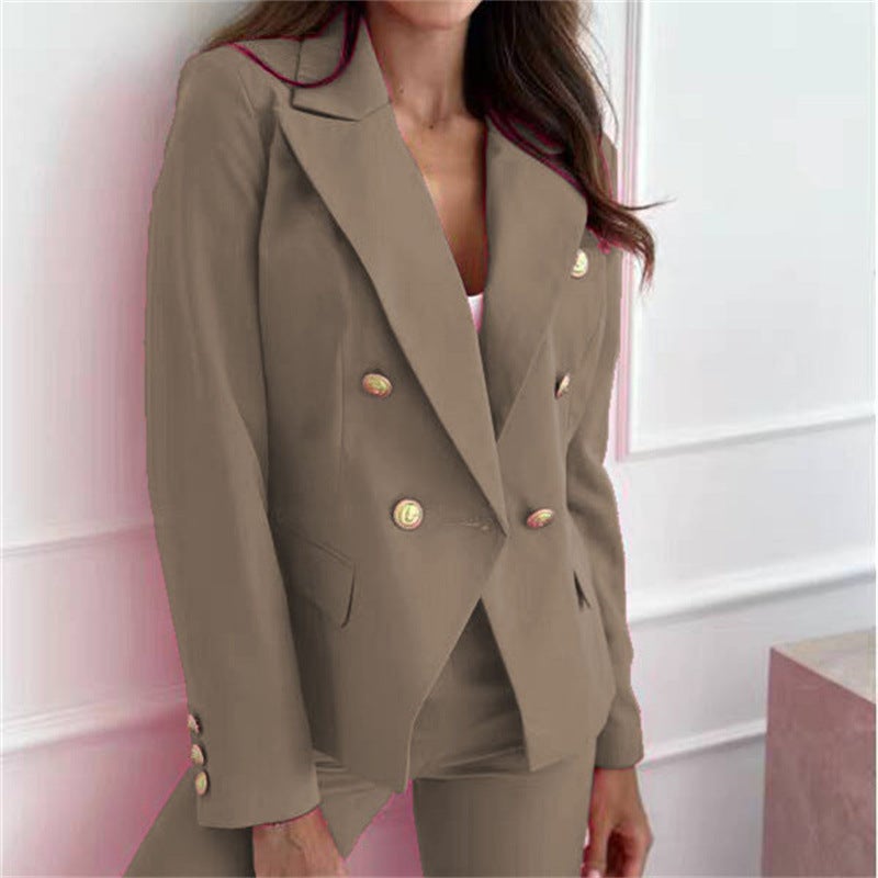 Waist Slimming Casual Business Attire High-End Style Double-Breasted Blazer Suit - Image 5