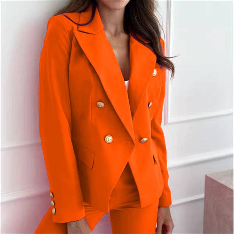 Waist Slimming Casual Business Attire High-End Style Double-Breasted Blazer Suit - Image 3