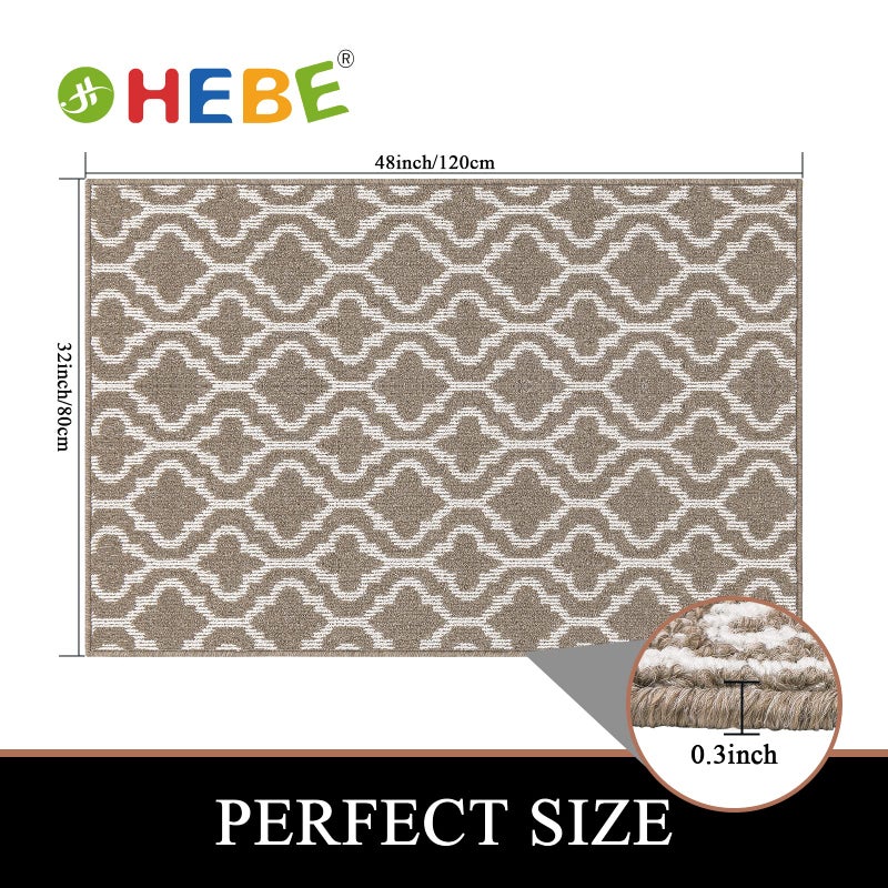 HEBE Indoor Door Mat 32"x48" Non Slip Front Door Welcome Mats Washable Shoe Mats Dirt Trapper for Entryway Low Profile Kitchen Carpet for Entrance Hallways Entrance Mat for Dogs - Image 3