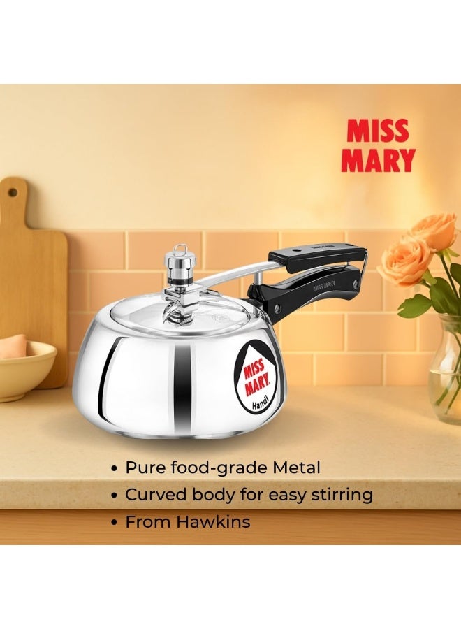 Hawkins 3Liters Miss Mary Aluminium Inner Lid Handi Pressure Cooker, Silver (MMH30) Silver - Image 2