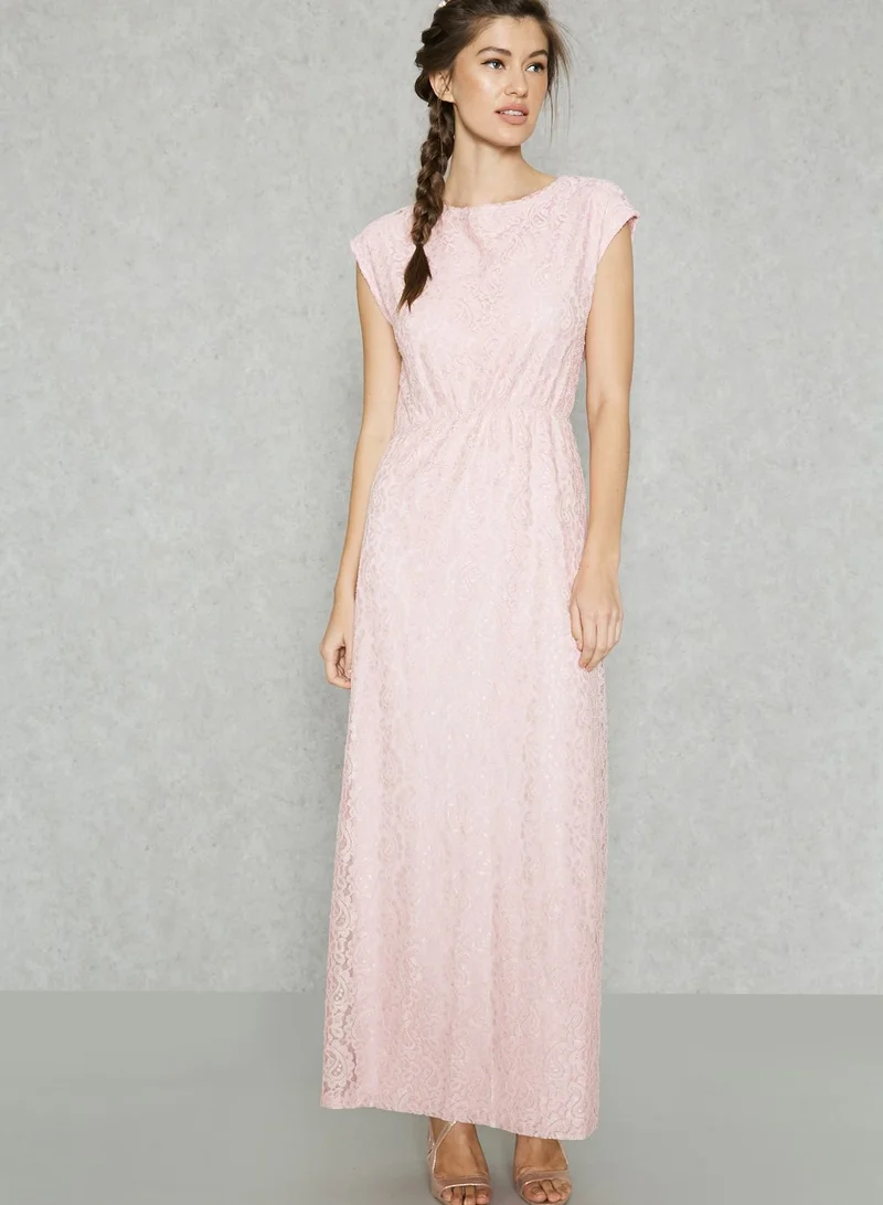blush pink lace dress Blush Pink Lace Applique Prom Dresses with Slit Mermaid Spaghetti Stra –  Viniodress main image 0