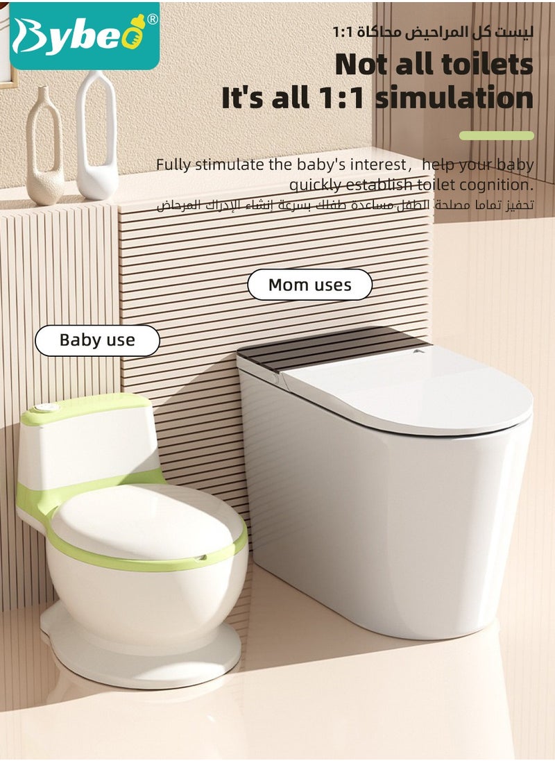 Bybeo Baby Potty Training Seat, Kid Size Potty, Realistic Potty Training Toilet with Lid Back, Babies Toilets with a Brush and 100pcs Clean Bag, for Toddlers Infants Kids Boys Girls, Easy to Empty and Clean  - Image 3