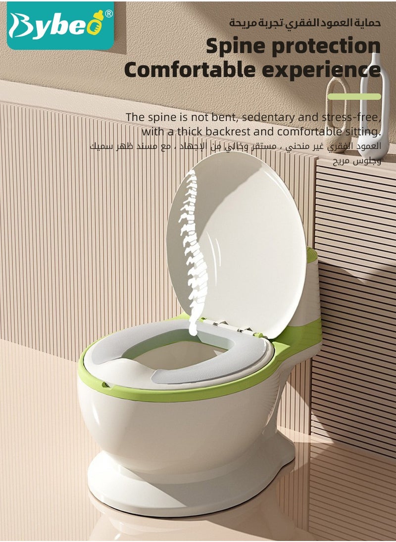 Bybeo Baby Potty Training Seat, Kid Size Potty, Realistic Potty Training Toilet with Lid Back, Babies Toilets with a Brush and 100pcs Clean Bag, for Toddlers Infants Kids Boys Girls, Easy to Empty and Clean  - Image 4