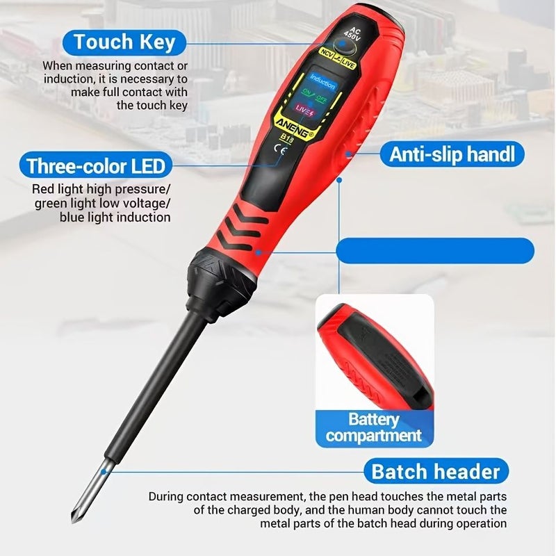 ANENG Red Voltage Test Pen Screwdriver NCV Induction Multi Functional Tester Home Electric Tools - Image 3
