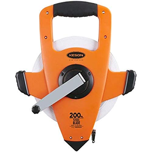 Keson NRS18200 Nylon-Reinforced Steel Blade Tape Measure, Speed Rewind (Graduations: ft., in. 1/8), 200-Foot, orange - Image 1