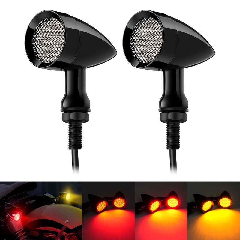 PBYMT Motorcycle LED Turn Signals Bullet,SMD Blinker Lights,Rear Turn Signals Compatible with Honda Yamaha Suzuki Kawasaki Harley Sportster Dyna (10mm Mounting Hole) - Image 1