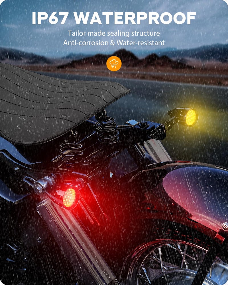 PBYMT Motorcycle LED Turn Signals Bullet,SMD Blinker Lights,Rear Turn Signals Compatible with Honda Yamaha Suzuki Kawasaki Harley Sportster Dyna (10mm Mounting Hole) - Image 3