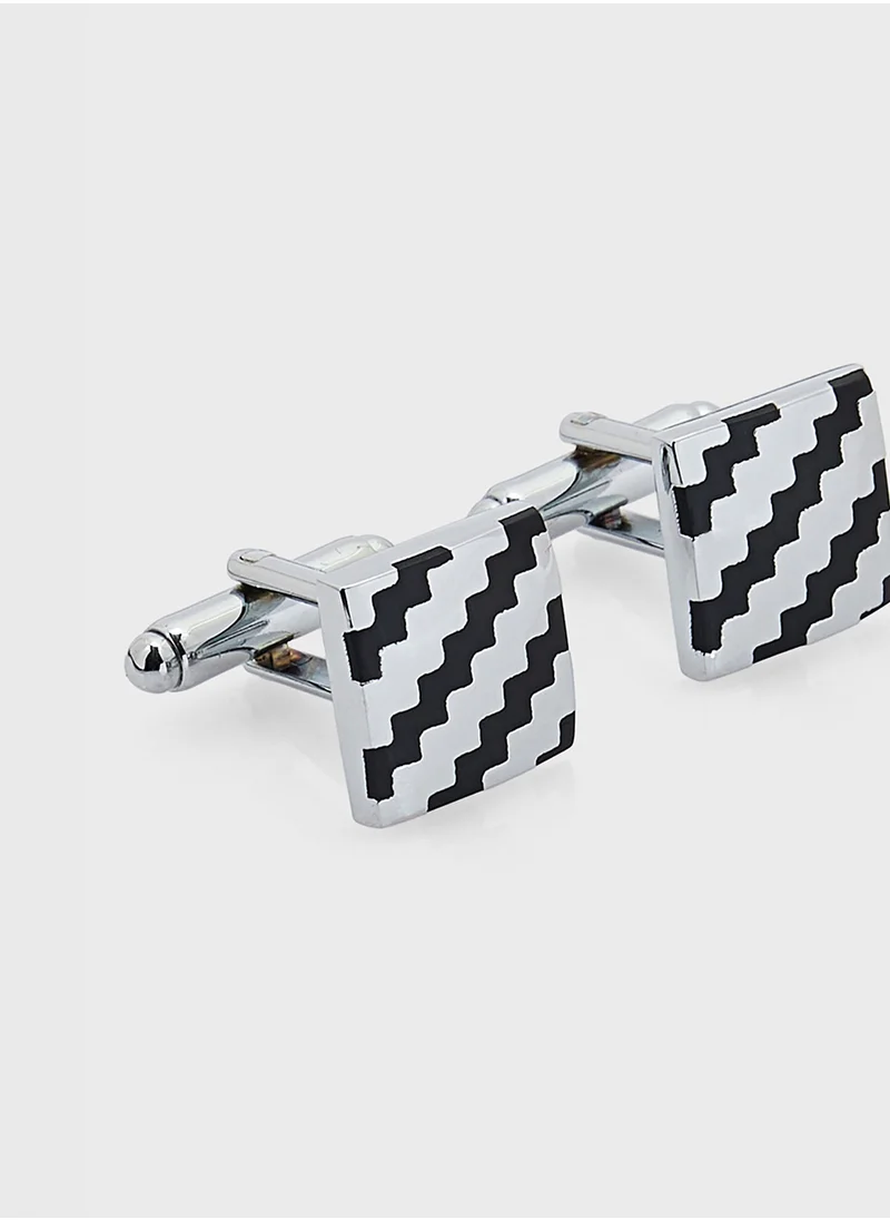 Robert Wood Dazzle Print Square Cufflinks