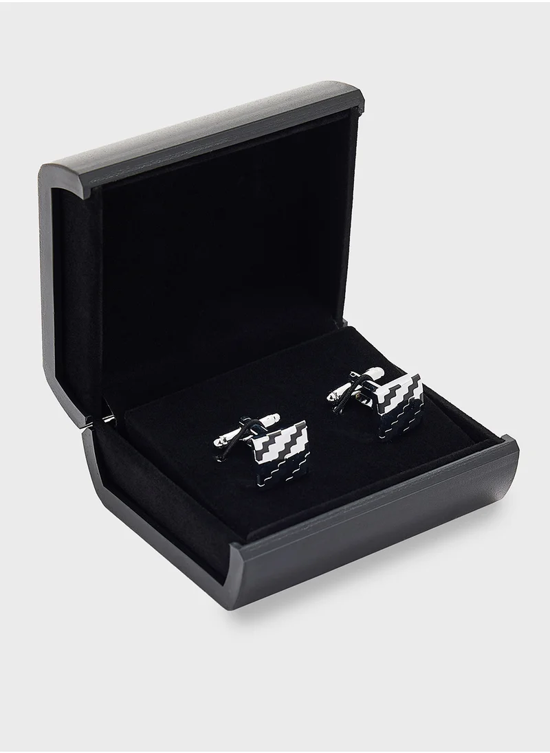 Robert Wood Dazzle Print Square Cufflinks