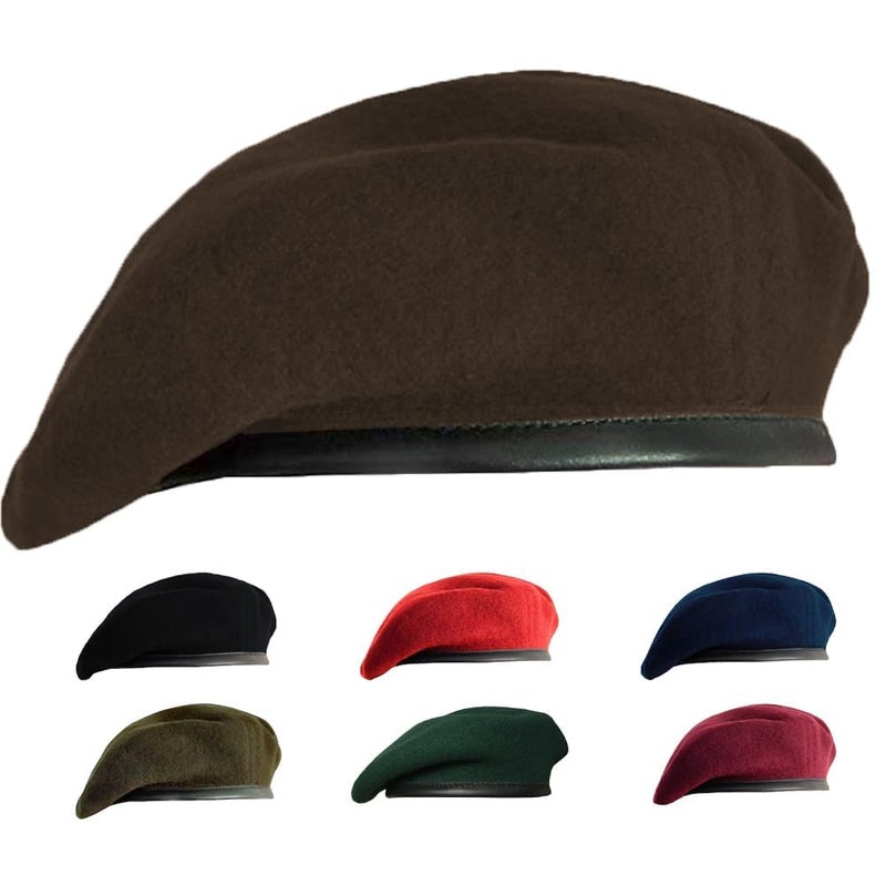 Gajaous British Military Berets for Men and WomenWool and Leather Beret HatsMultiple Colours Army Beret - Image 2
