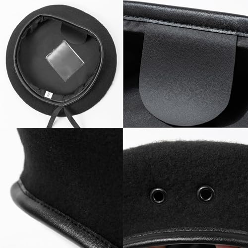 Gajaous British Military Berets for Men and WomenWool and Leather Beret HatsMultiple Colours Army Beret - Image 3