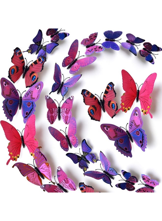 LiveGallery 72 PCS Purple Removable 3D DIY Beautiful Butterfly Wall Decals Colorful Butterflies Art Decor Wall Stickers Murals for Kids Baby Boy Girls Bedroom Classroom Offices TV Background - Image 1