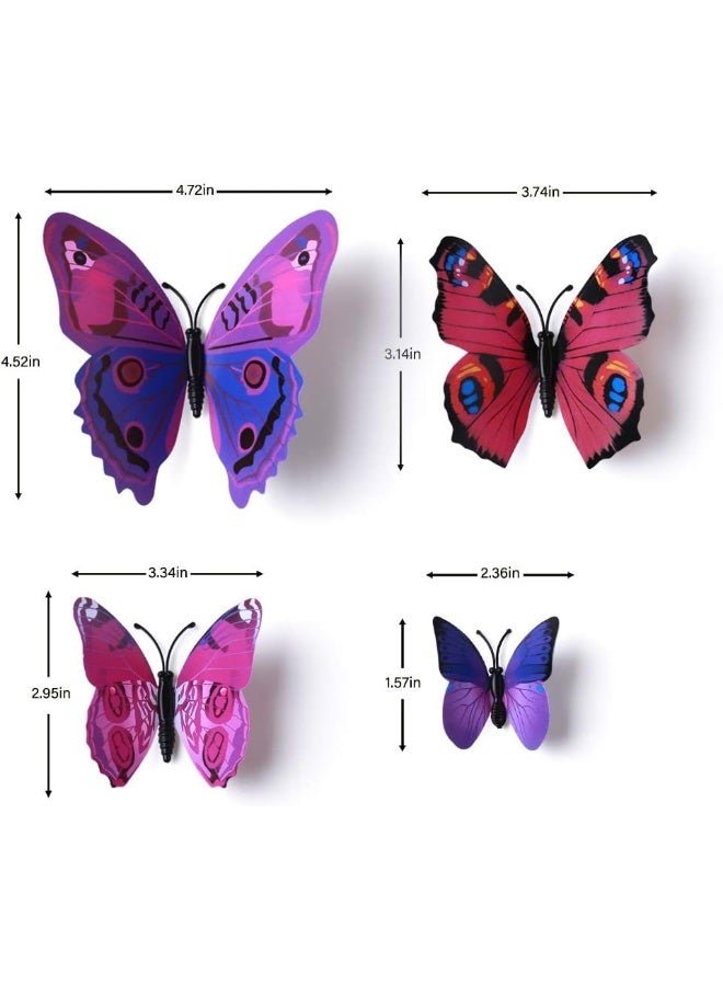 LiveGallery 72 PCS Purple Removable 3D DIY Beautiful Butterfly Wall Decals Colorful Butterflies Art Decor Wall Stickers Murals for Kids Baby Boy Girls Bedroom Classroom Offices TV Background - Image 2